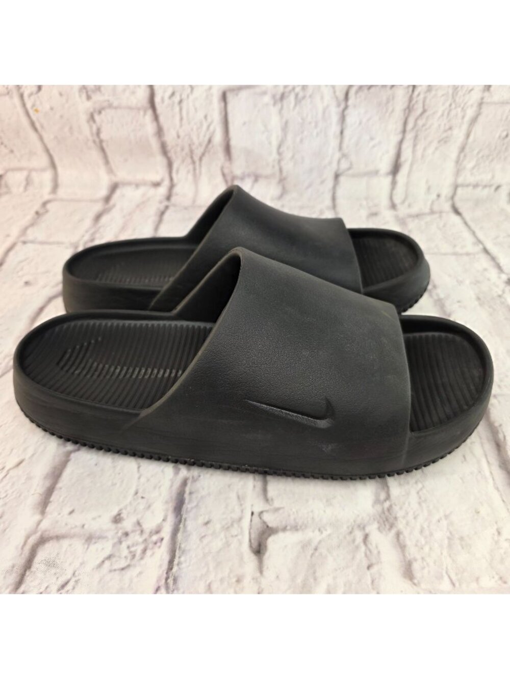 Nike Calm Slide Sandals Mens 12 Womens 13 Black Lightweight Casual Pool Shoes